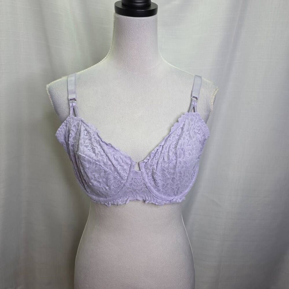 Auden Purple Lace Unlined Underwire Balconette Bra Size 38DD - Picture 2 of 6